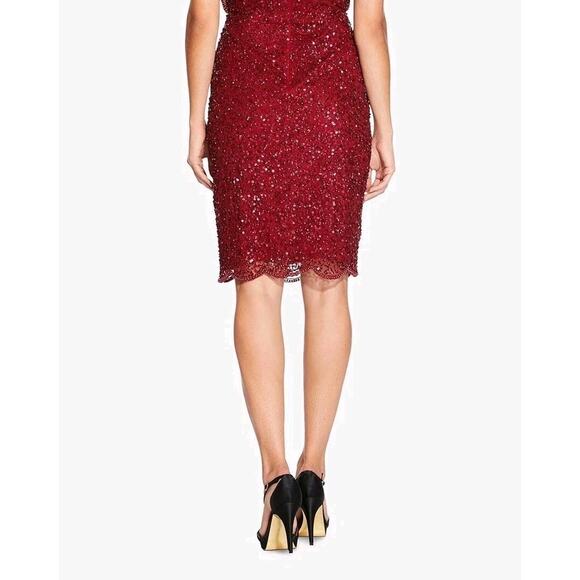 Adriana Papell Beaded Sequin Midi Dress Sz 0 Petite Holiday Christmas New Year's - Picture 6 of 16